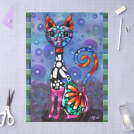 Whimsical Big-Eyed Funky Kitty Cat Decoupage 薄葉紙