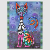 Whimsical Big-Eyed Funky Kitty Cat Decoupage 薄葉紙 (正面)