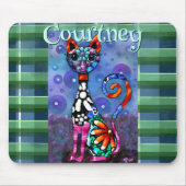 Whimsical Big-Eyed Funky Kitty Cat Personalized マウスパッド (正面)