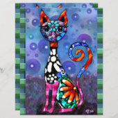 Whimsical Big-Eyed Funky Kitty Cat Scrapbook Paper (正面/裏面)