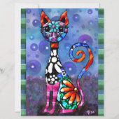 Whimsical Big-Eyed Funky Kitty Cat Scrapbook Paper (裏面)