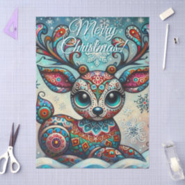 Whimsical Big Eyes Christmas Reindeer Decoupage 薄葉紙