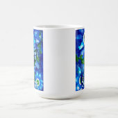 Whimsical Big-Eyes Seahorse Art Blue Personalized コーヒーマグカップ (中央)