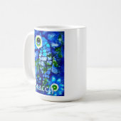 Whimsical Big-Eyes Seahorse Art Blue Personalized コーヒーマグカップ (正面左)