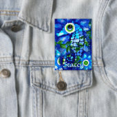 Whimsical Big-Eyes Seahorse Art Blue Personalized 缶バッジ (インサイチュ)