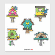 whimsical birdhouse colorful stickers