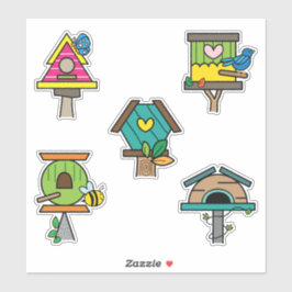 whimsical birdhouse colorful stickers シール