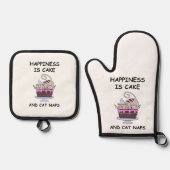 Whimsical Birthday Cat 鍋つかみ&鍋敷きセット (正面)