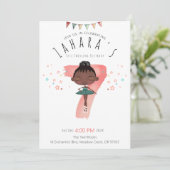 Whimsical Black Ballerina 7th Birthday 招待状 (スタンド正面)