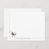 Whimsical Black Bow Full Name or Couple's Names ノートカード (正面/裏面)