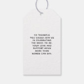 Whimsical Black Bow Handwritten Bridal Thank You ギフトタグ (裏面)