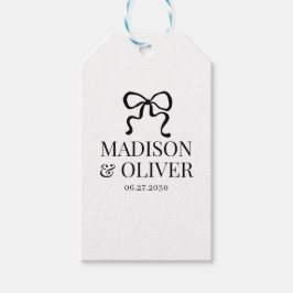 Whimsical Black Bow Monogram Thank You Wedding ギフトタグ