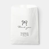 Whimsical Black Bow Monogram Wedding Thank you フェイバーバッグ (正面)