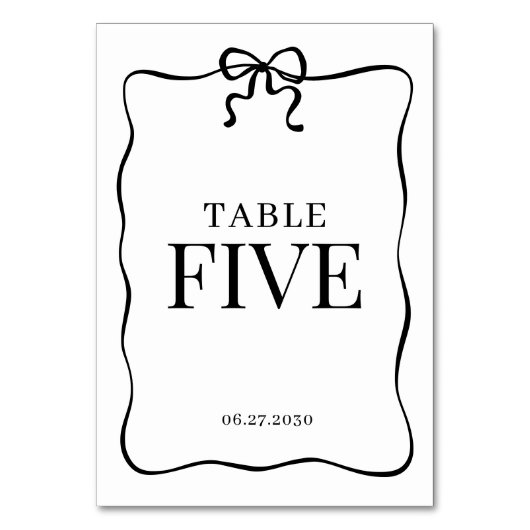 Whimsical Black Bow Tie Monogram Wedding テーブルナンバー (裏面)