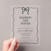 Whimsical Black Bow Tie Wedding アクリル招待状 (インサイチュ (ポータブル))