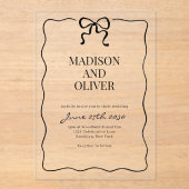 Whimsical Black Bow Tie Wedding アクリル招待状 (正面)