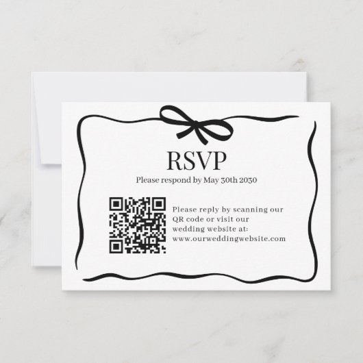 Whimsical Black Bow Tie Wedding QR Code Rsvp (正面)