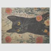 Whimsical Black Cat Decoupage 薄葉紙 (正面)