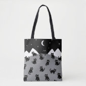 Whimsical Black Cat Night Tote Bag トートバッグ (正面)