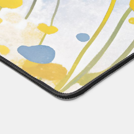 Whimsical Black Cat Sunny Yellow Buttercup Sky デスクマット (コーナー)