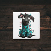 Whimsical Black Dog Christmas Magnet マグネット