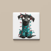 Whimsical Black Dog Christmas Magnet マグネット