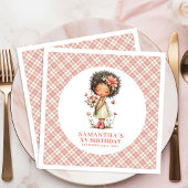 Whimsical Black Fairy Pink Flowers 7th Birthday