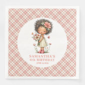 Whimsical Black Fairy Pink Flowers 7th Birthday (正面)