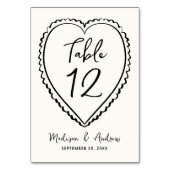 Whimsical Black Heart Wedding テーブルナンバー (正面)