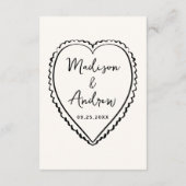 Whimsical Black Heart Wedding Details エンクロージャーカード (裏面)