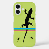 Whimsical Black Lizards Green Phone Case Case-Mate iPhoneケース (裏面)
