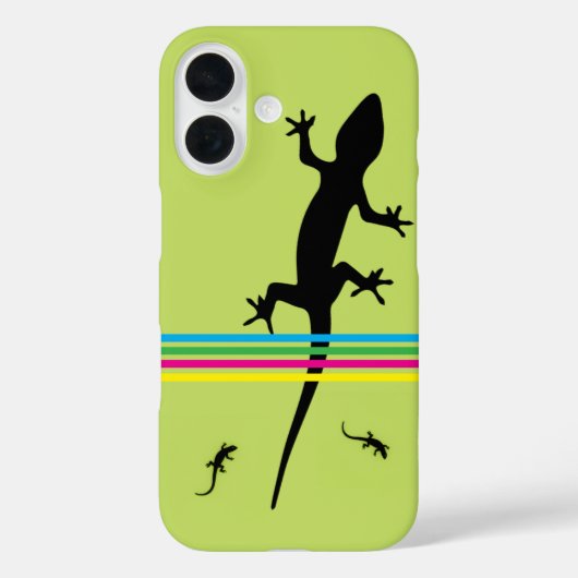 Whimsical Black Lizards Green Phone Case Case-Mate iPhoneケース (裏面)