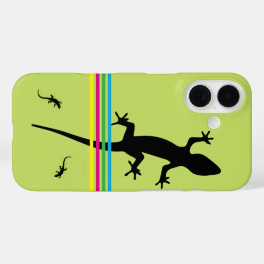 Whimsical Black Lizards Green Phone Case Case-Mate iPhoneケース (裏面 (横))