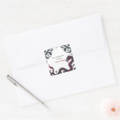 Whimsical Black Red Dragon Damask Sweet 16 Bash スクエアシール (封筒)