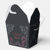 Whimsical Black Red Dragon Damask Sweet 16 Bash フェイバーボックス (オープン)