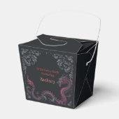 Whimsical Black Red Dragon Damask Sweet 16 Bash フェイバーボックス (正面サイド)