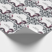 Whimsical Black Red Dragon Damask Sweet 16 Bash ラッピングペーパー (角)