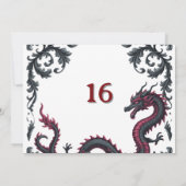 Whimsical Black Red Dragon Damask Sweet 16 Bash 招待状 (裏面)