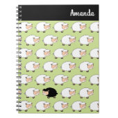 Whimsical Black Sheep Custom Name Spiral Notebook ノートブック (正面)