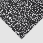 Whimsical Black White Spiral Flower Leafs Pattern 薄葉紙 (詳細)