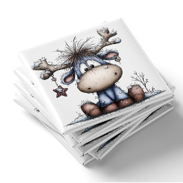 Whimsical Blue Baby Reindeer Christmas Magnet マグネット