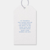 Whimsical Blue Bow Handwritten Bridal Thank You ギフトタグ (裏面)