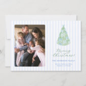 Whimsical Blue Bows On Christmas Tree Photo シーズンカード (正面)
