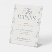 Whimsical Blue Bridal Shower Drink Bar Menu 台座サイン (正面)
