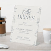 Whimsical Blue Bridal Shower Drink Bar Menu 台座サイン (インサイチュ)