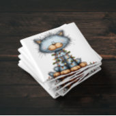 Whimsical Blue Cat Christmas Tree Magnet マグネット