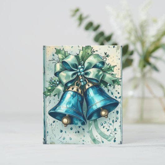 Whimsical Blue Christmas Bells Scrapbook Paper (スタンド正面)