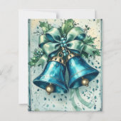 Whimsical Blue Christmas Bells Scrapbook Paper (正面)