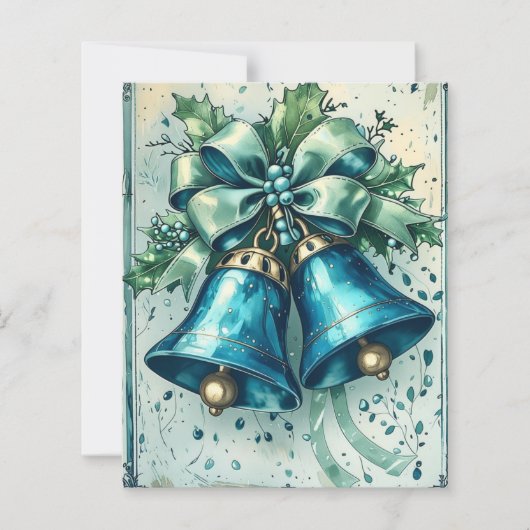 Whimsical Blue Christmas Bells Scrapbook Paper (正面)