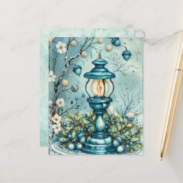 Whimsical Blue Christmas Lamp Scrapbook Paper